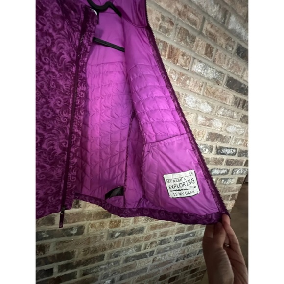 The North Face Girls Thermoball Full Zip Winter Coat Jacket Magenta Purple Sz L - Picture 6 of 12